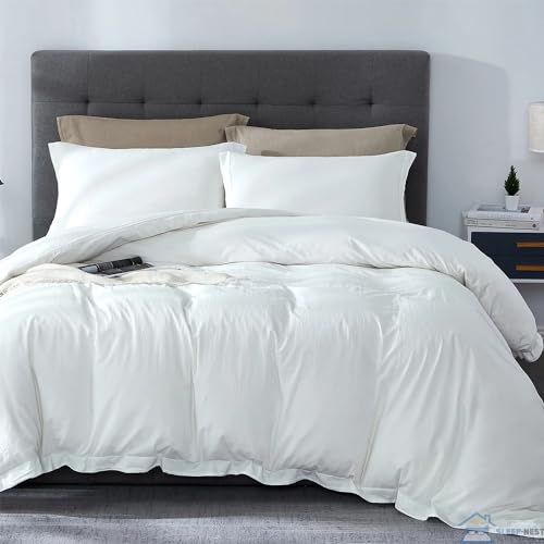 SLEEP-NEST Super King Plus Duvet Cover 120x120-1 Piece, 100% Cotton - All Season, Breathable, Zipper Closure - White Duvet Cover for Extra Oversized Bed - Hotel Quality, Machine Washable Bedding