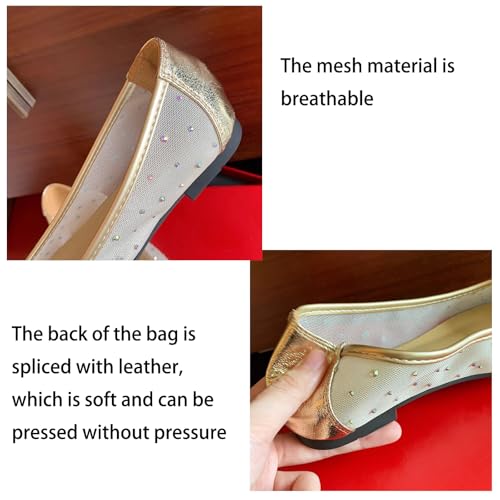 Women's Mesh Rhinestone Flat Ballet Loafers Sexy Pointed Toe Soft Bottom Non-Slip Breathable Slip-On Flats for Party, Evening Party, Date4