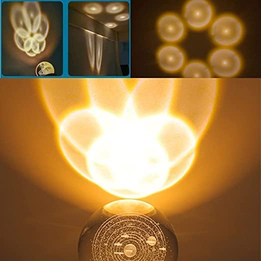 Image of 3D Solar System Crystal Ball Night Light Dimmable Warm White Night Lights Wooden Base Fantasy Decoration Crsytal Ball Nightlight - Led