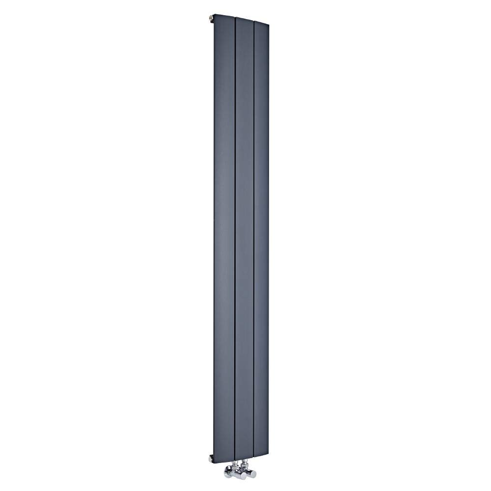 Milano Anthracite Skye Vertical Single Flat Panel Aluminium Radiator - 1800Mm X 280Mm