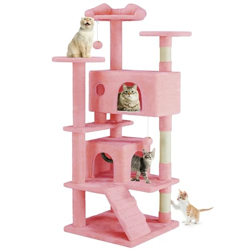 Torre para gatos de 54 pulgadas con rascador y perchas miniatura 1