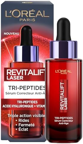 L'Oréal Paris - Anti-Ageing Serum for Face - Triple Action Anti-Ageing Care - With Hyaluronic Acid, Peptides & Vitamin C - For All Skin Types - Revitalift Laser X3 - 30 ml