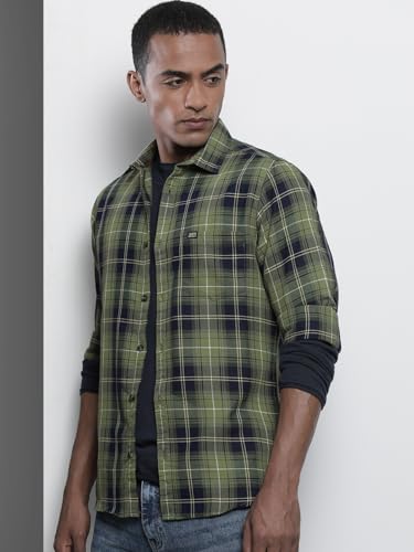 Image of The Indian Garage Co Men Slim Fit Checkered Full Sleeves Spread Collar Casual Shirt