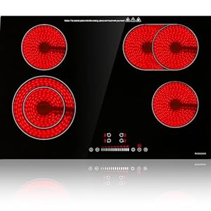 ECOTOUCH 30 Inch Electric Cooktop 4 Burners,Fast Heat,Built-in,ETL & FCC Certificated,Quick Boil,Dual Ring,Hot Surface Indicator,30″ Ceramic Glass Radiant Electric Stove Top,220-240v,Hard Wire