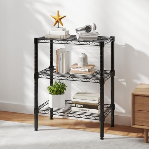 Image of DUMOS 3-Tier Metal Storage Shelves, Wire Shelving, Storage Rack, 23.31 inch W | Heavy Duty Steel Shelves, Wire Adjustable Standing, Kitchen Bathroom Garage Pantry Organizers, 30.22 inchH
