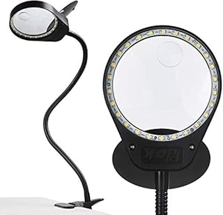 HOLULO Magnifying Lamp Double Magnification 3X 10X Illuminated Magnifying Lamp with Lights Adjustable Clip on Flexible Gooseneck