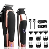 Barber Scissors Hair Clippers for Men, 2PCS Professional Cordless Clipper and Trimmer Combo Set Men's Beard Rechargeable Haircut Machine
