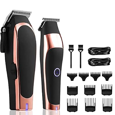 Barber Scissors Hair Clippers for Men, 2PCS Professional Cordless Clipper and Trimmer Combo Set Men's Beard Rechargeable Haircut Machine