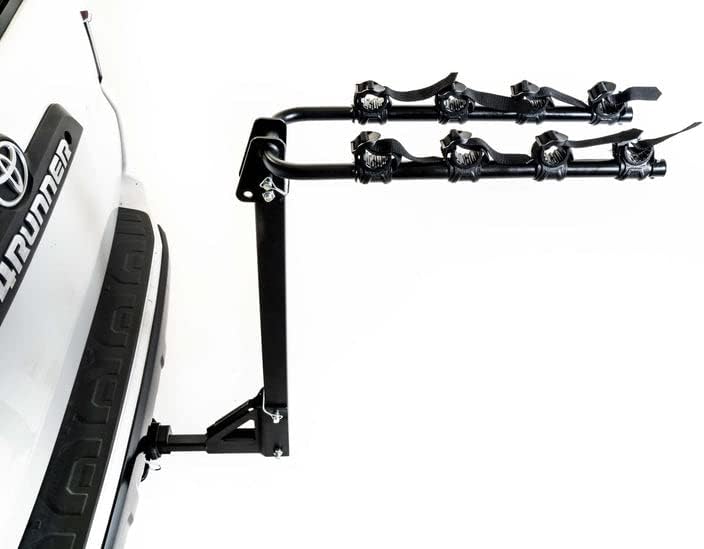 Enthuze 4 Bike Rack with its carrying arms folded down, attached to an SUV