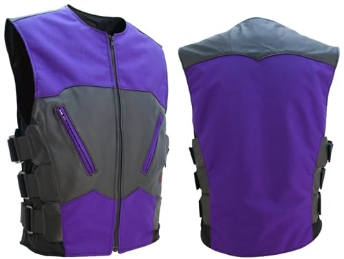 Men's Black Biker Vest, Leather and Denim Motorcycle Vests, Sleeveless Style Riding Jacket Men