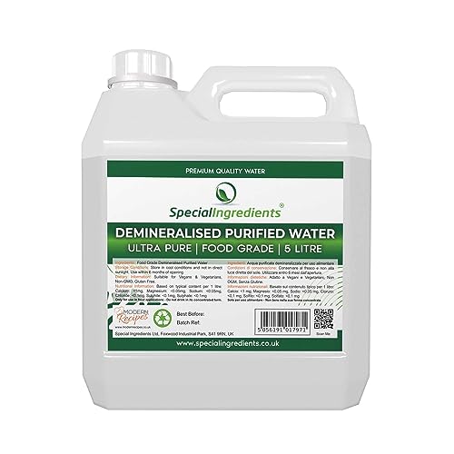 Special Ingredients Ultra Pure Food Grade Demineralised Purified Water H2O - Suitable for Vegans, Non-GMO, Gluten Free (5 Litre)