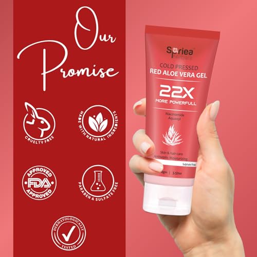 Image of Red Aloe Vera Gel - 22x More Potent | With Niacinamide & Aquaxyl | Cold Pressed | For Face, Hair & Scalp - 100g