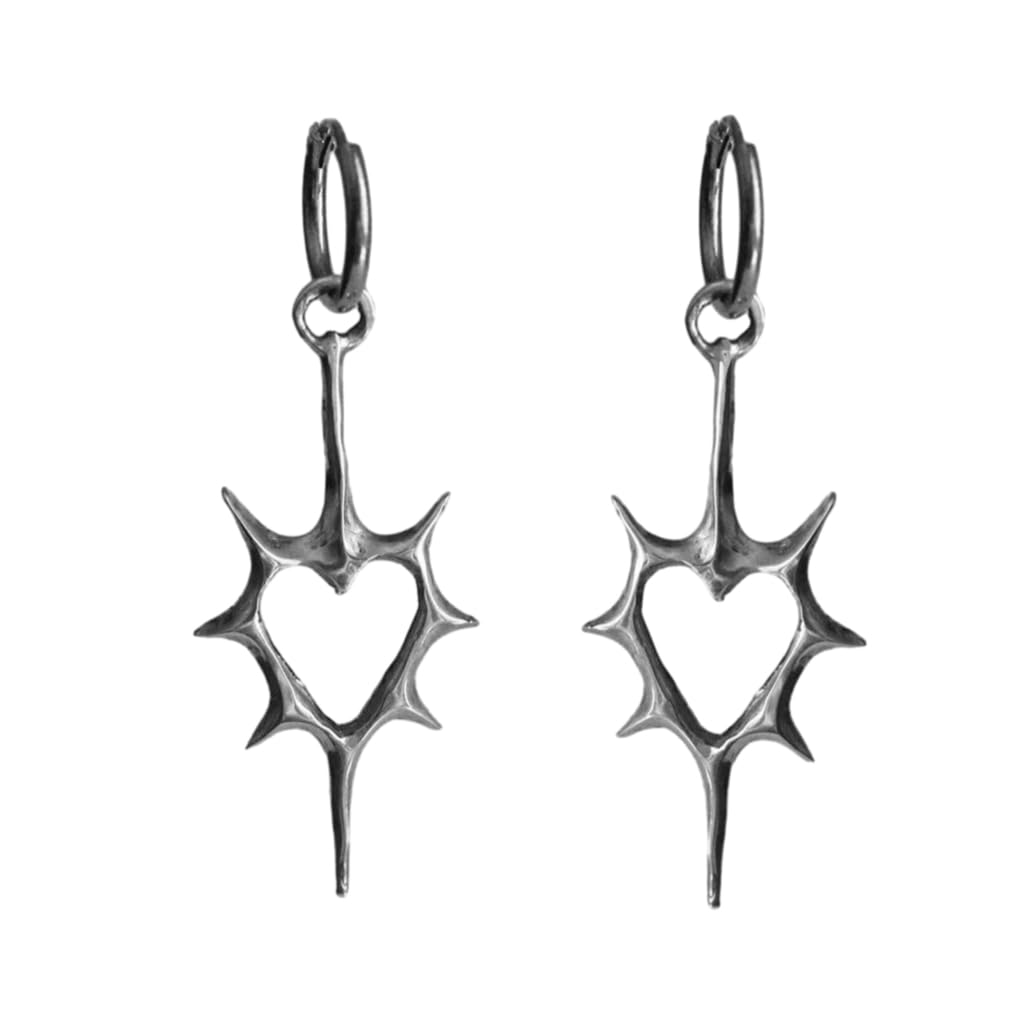 Gothic Hollow Dangle Earrings Simple Punk Thorn Heart Hoop Drop Earrings Statement Jewelry Fashion Hoop Earrings