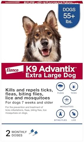 K9 Advantix Flea, Tick & Mosquito Prevention for Dogs Over 55 lbs. | Flea Drops for Extra Large Dogs | Apply Monthly | 2 Treatments