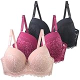 Lot de 3 Soutiens Gorge Dentelle Femme avec Armature Grande Taille Brassière Couverture Complète Remonte Poitrine Confortable Lingerie Push Up Non Rembourré Maintien Bretelles Larges Réglables