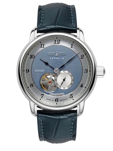 Montre Homme Zeppelin 8566-3 automatique en cuir véritable noir