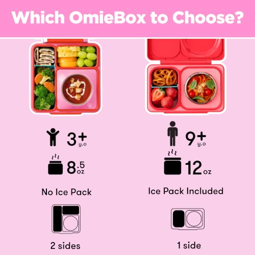 Image of Omie OmieBox Kids Insulated Leakproof Bento Lunch Box with Food Jar (Pink Berry) (Pack of 2)
