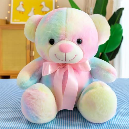 Image of Cute Rainbow Colored Huggable Teddy Bear 30 cm Soft Toy | Plush Stuffed Animal for Kids, Boys & Girls | Valentine Gift | Birthday Gift for Baby & Toddler | Soft & Washable