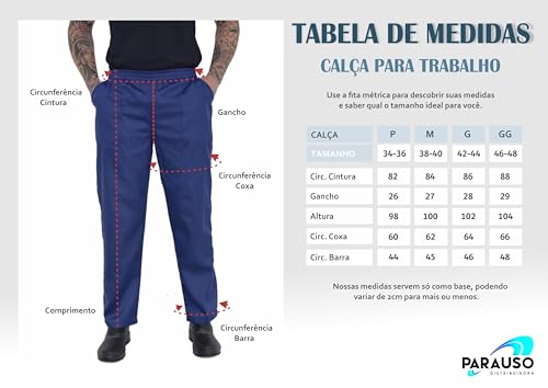 Calça Uniforme Leve Para Trabalho Pesado Pedreiro Mecânico (PRETO, P)