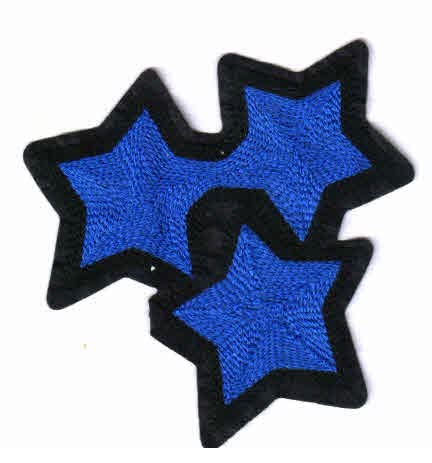 REENA Patches Sew on Patches Combo for Clothes Jackets Pants Jeans Bags Stitching .Blue Black (New 3 Star Blue Black 1pc)