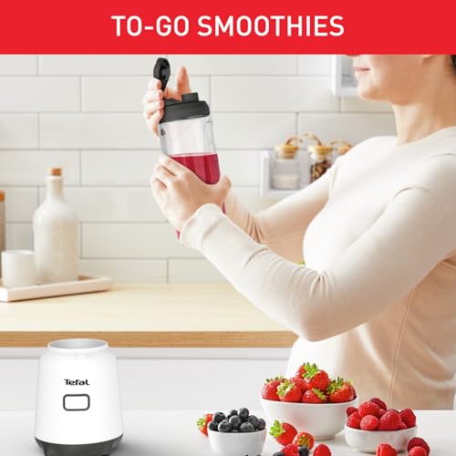 Tefal Mix & Move Mini-Standmixer, inkl. To-Go-Flasche aus Premium Tritan, 300 Watt, platzsparendes Design, abnehmbare Klingen, einfache, ergonomische Einknopfbedienung, Weiß/Schwarz, BL1501 3