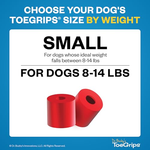 Dr Buzby's Small ToeGrips for Dogs - Instant Traction on Wood/Hardwood Floors - Anti Slip Relief - Grippers for Senior Dogs - Stop Sliding Instantly - Rubber Nails for Paws - 1 Pack (20 Grips)