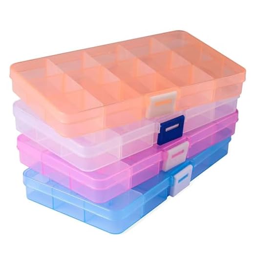 Opret Jewelry Organizer(4 Pack), SMALL Plastic Jewelry Box(15 grids) with Movable Dividers Earring Storage Containers, Size 6.9×3.9×0.9in