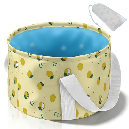 GEEHUA Foldable Bucket for Soaking Feet, Portable Foot Bath Tub Spa Basin Yellow Footbath Bucket for Travel Home Pedicure Outdoor Camping/Wash Face Vegetables Fruits(Yellow)