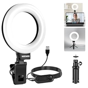 NEEWER Basic 5″ Ring Light for Video Conference Lighting, Clip on Light Kit with Desk Tripod for Monitor Laptop Computer Zoom Call Live Streaming Remote Working Learning Video Recording, BR60