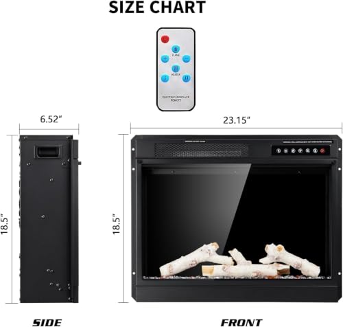 Image of R.W.FLAME 23 inch Electric Fireplace Insert Adjustable 4 Flame Colors, 12 Log Colors, 5 Flame Speeds and Brightness, Remote Control, Adjustable Temperature from 50F to 99F, 750W /1500W(23''X18'')