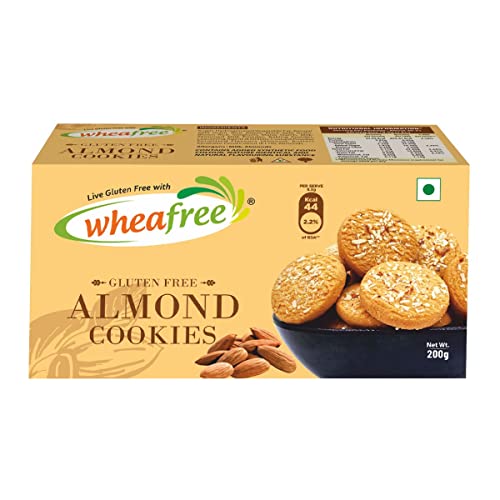Image of Wheafree Gluten Free Almond Cookies (Pack of 3 x 200g each) | Tasty, Crunchy & Flavoured Cookies | Best Tea Time Snacks | Nutritious | Gluten Free
