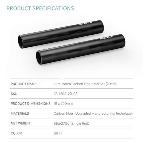 20cm Rod TILTA 15mm Carbon Fiber Rod Set 20cm TA-15RS-20-CF – BigaMart