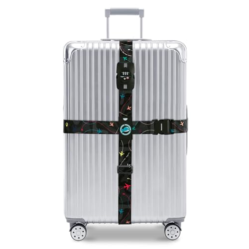 Image of Travelkin Luggage Straps TSA Approved, Suitcase Straps with TSA Lock | Adjustable, Cross luggage belt strap, combination lock, Travel,Reinforced Buckle,multiple colors, locking suitcase belt