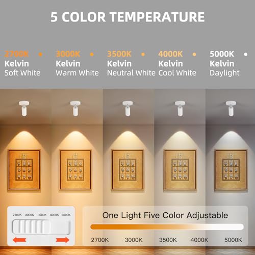 Image of LED Ceiling Spotlight Directional Lighting Indoor Spotlights(White) | Zoomable15-60,5CCT /2700K-5000K,Dimmable,12W,For Living Room Gallery Art Lighting