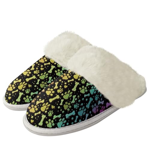 Warm Winter House Slippers for Women Fuzzy Plush House Shoes Memory Foam Comfy Non-slip Slippers