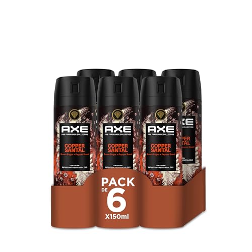 Axe Pack Ahorro Desodorante en aerosol para hombre Copper Santal Fragancia Premium 6 x 150ml