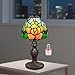 Nizrsky Small Tiffany Table Lamp, 3 Color-Temperature Roses Stained Glass Lamp,6 Inch Tiffany Style Lamp for Bedroom Living Room Home, Handcrafted Light, Included Bulb (Yellow)
