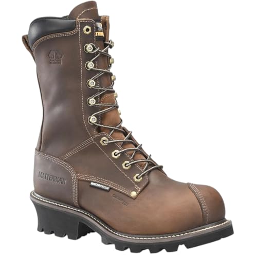 MATTERHORN Men’s Arc 10” Waterproof Comp Toe Puncture Resisting Logger - Durable Leather Construction for Outdoor Work