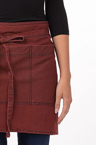 Chef Works Uptown Half Bistro Apron, Red/Navy, One Size #TOP5