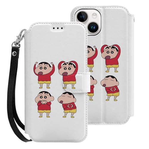 クレヨンしんちゃん iPhone15用ケース 手帳型 スマホケース アイホン15用 財布型カバー カードポケット スタンド機能 誕生日ギフト 人気 男女兼用