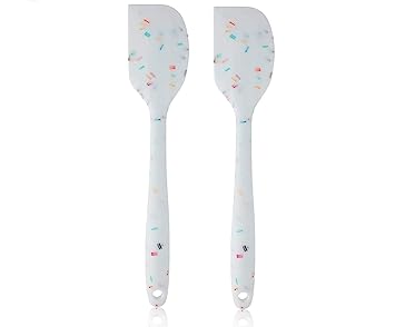 TASKHOUSE Silicone Spatula 500 degreeF Heat Resistant Seamless Rubber with Stainless Steel Core Kitchen Utensils Non Stick for Cooking Baking and Mixing Set of 2 White