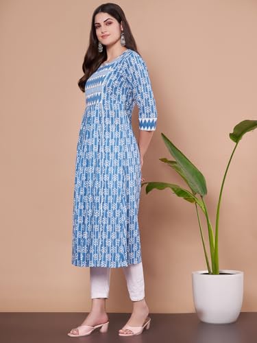 Image of JAPER KURTI Women's Cotton Floral Regular Kurta