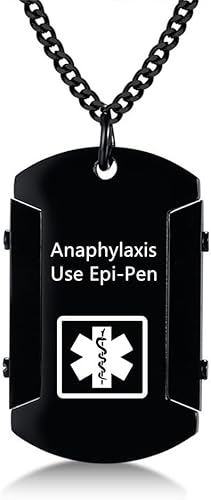 Collar de identificación de alerta médica para hombres, grabado con láser, collar con colgante de etiqueta de acero inoxidable, identificación de