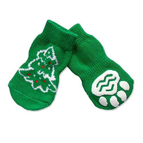 COLLBATH Pet Warm Socks Christmas Cat Stockings 4pcs Set Vintage Christmas Tree Theme