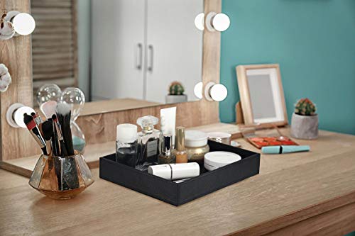 Vixdonos Leather Valet Tray,Bedside Catchall Tray,Nightstand or Dresser Organizer for Perfume,Jewelry,Key,Remote Control,Coffee,10.3 x 8.2 x 1.7 inches(Speckled-Black)