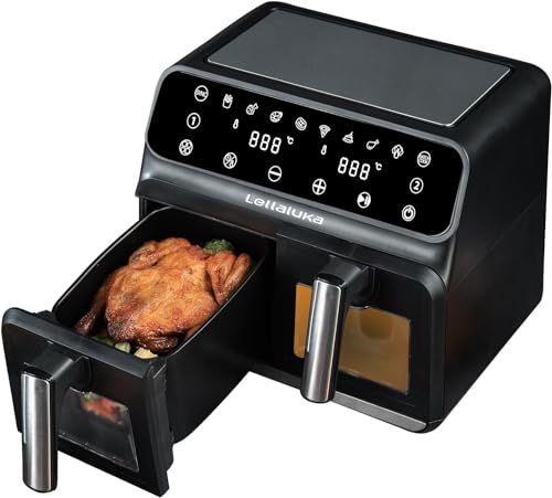 Lellaluka Freidora De Aire Con 2 Cestas, Freidora De Aire Caliente 4 En 1, 8 Litros De Capacidad Con 2 Ventanas Visibles, 8 Funciones De Cocción Y Pantalla Táctil, 1700w Dual Zone Air Fryer Lellaluka Freidora De Aire Con 2 Cestas, Freidora De Aire Caliente 4 En 1, 8 Litros De Capacidad Con 2 Ventanas Visibles, 8 Funciones De Cocción Y Pantalla Táctil, 1700w Dual Zone Air Fryer