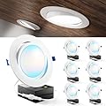 Sunco Lighting 6 Pack Recessed LED Lights Canless 6 Inch Eyeball Gimbal 14W, Selectable 2700K/3000K/3500K/4000K/5000K, Angled Directional Light with Jbox, Ultra Slim Dimmable, ETL.