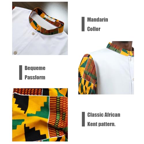 African Dashiki Suit for Men Shirt and Pants Nigerian Kente Outfit 2 Piece Set Wedding Attire Clothing3