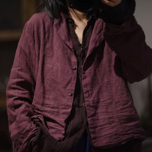 Womens Lightweight 100% Linen Cropped Blazer Long Sleeve Button Casual Summer Fall Short Blazer Jacket Coat4