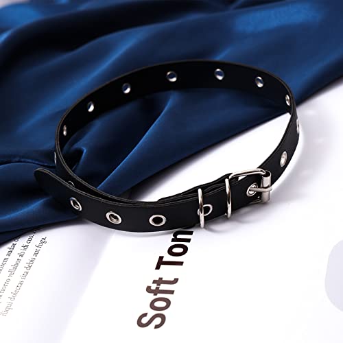 MILAKOO Pu Leather Necklace Gromment Eyelet Choker for Women Men Punk Collar Goth Emo Accessories2